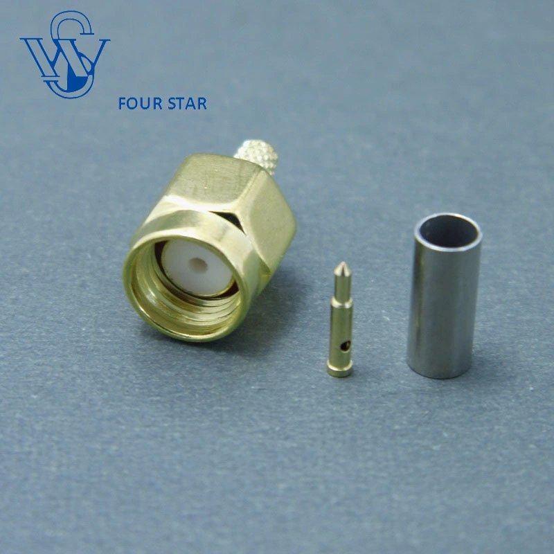 Antenna Wire Electrical Waterproof RF Coaxial Male Plug Crimp Straight SMA Connector Terminals for Rg316 Cable