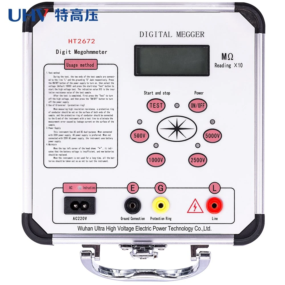 Ht2672 Digital High Voltage Insulation Resistance Tester Portable Meg Ohmmeter