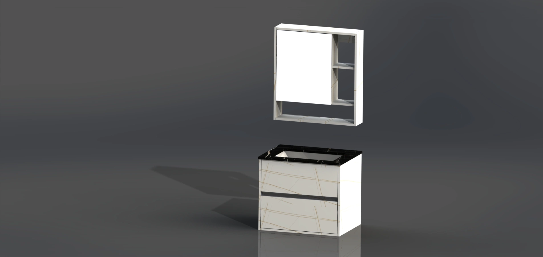 Stylish Bathroom Furniture Plywood Material Bathroom Cabinet with Mirror Cabinet