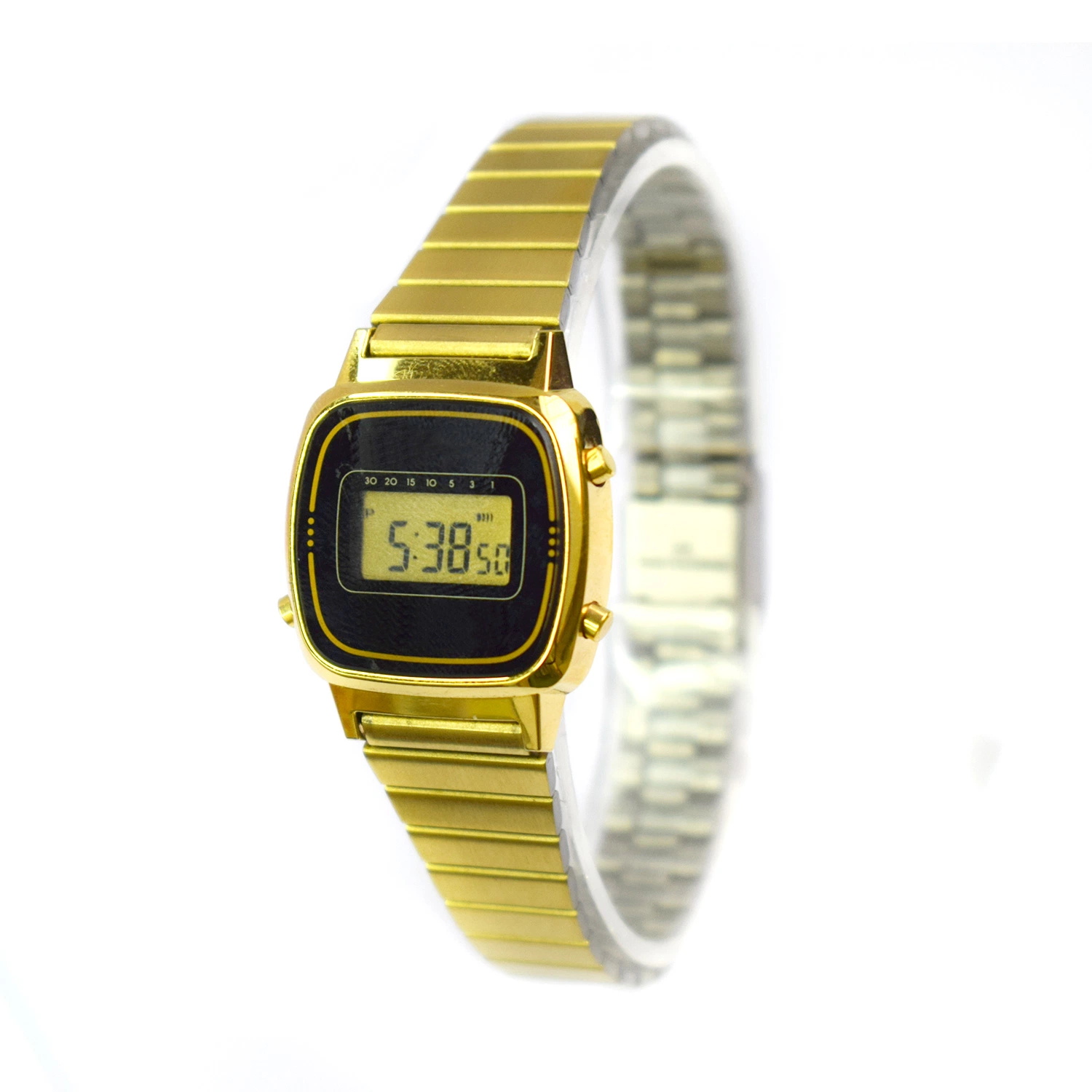 Wholesale Promotion Gifts Stainless Steel Gold Clock Alarm Watch (cm19044)