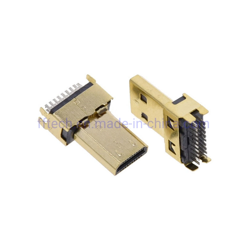 Soldadura de alta calidad 19pin conector macho tipo cable HDMI adaptador HDMI hembra conector Micro HDMI