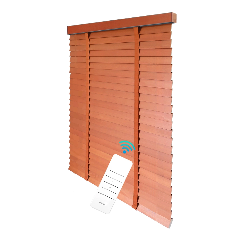 Wholesale/Supplier Smart Windows Timber Basswood Horizontal Electric Motorized Venetion Wood Pine Blinds