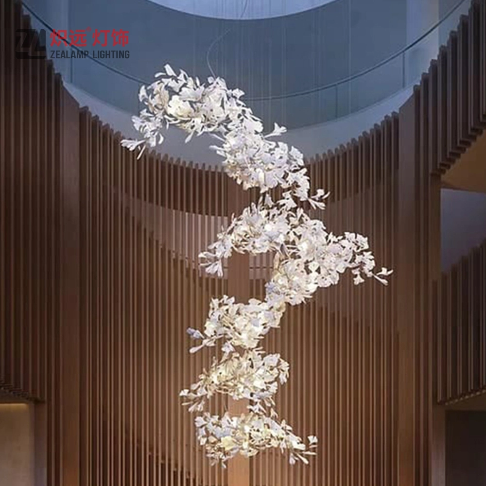 Luz Pendente de latão Gingko Villa Iluminação lustre de porcelana