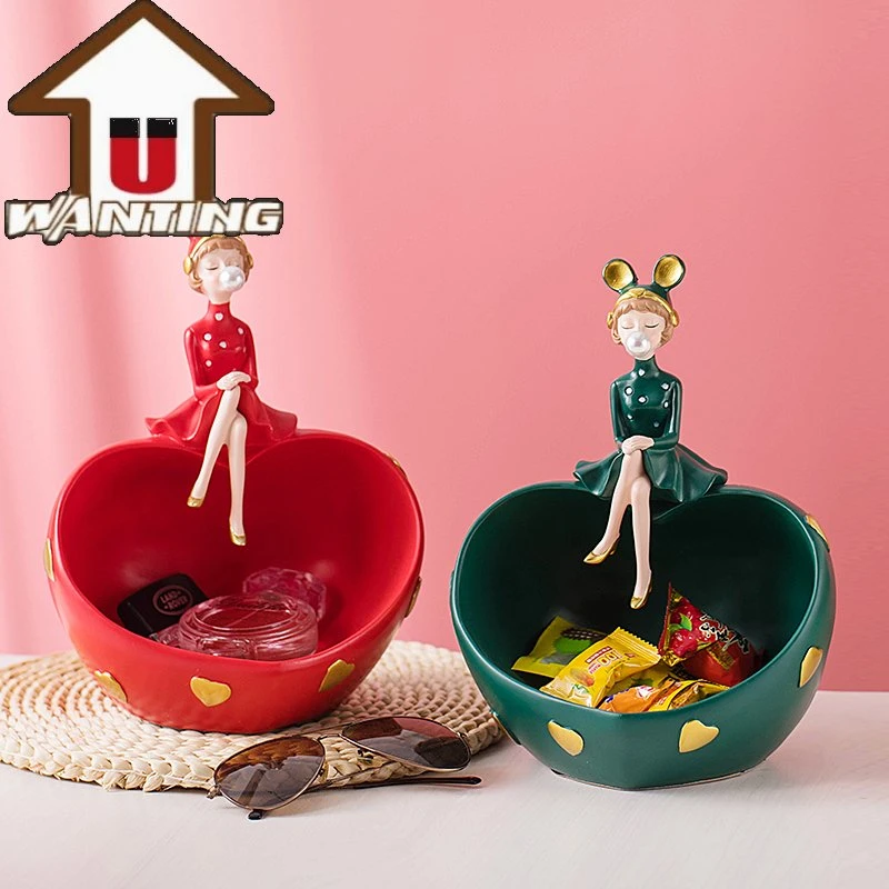 Creative Decor Handcraft Bubble Girl Storage Box Resin Statue Nordic Style Decoration