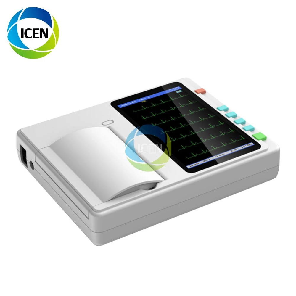 in-601 Digital 12 Lead Electrode 6 Channel Wireless Electrocardiograph Portable ECG EKG Machine