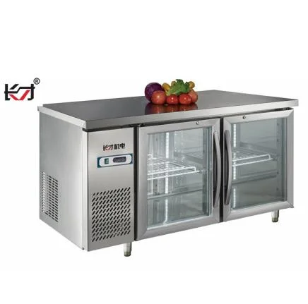 Qbtf2-7 Direct Cooling Restaurant Standing Flat Trolley Commercial Use Cooking Table Mini Refrigerator Freezer Price