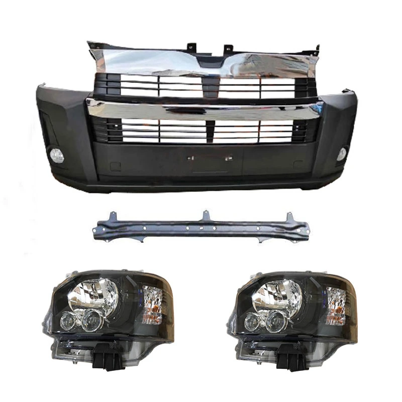 New Trendy Front Bumper Facelift Conversion Body Part Kit for Toyota Hiace 2006 Upgrade to 2016 with LED Headlight