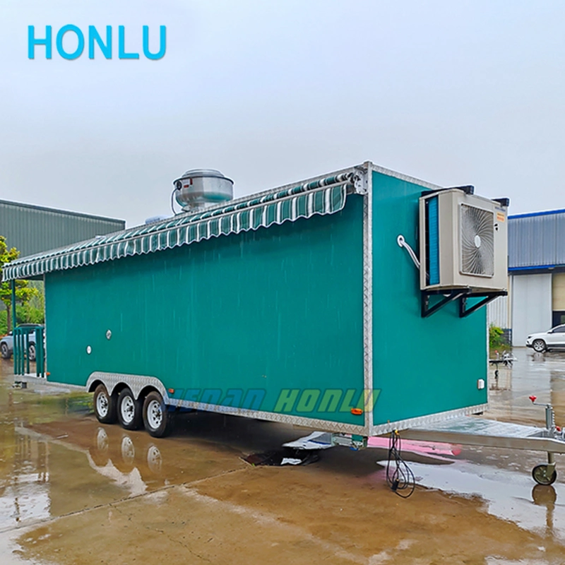 Honlu Street Catering remolque Alimentos camión Móvil Pizza Hotdog Cart Concesiones de Alimentos Trailers totalmente equipados estándares