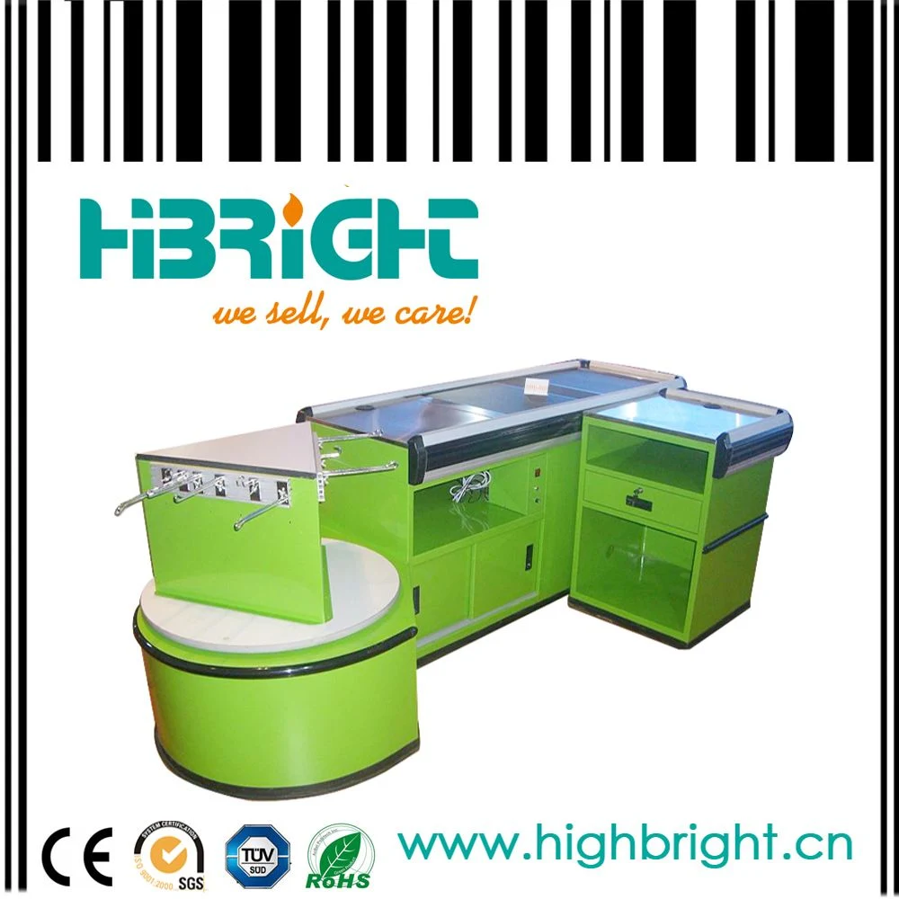 Supermarket Electric Stainless Checkout Counter with Conveyor Belt (HBE-007)