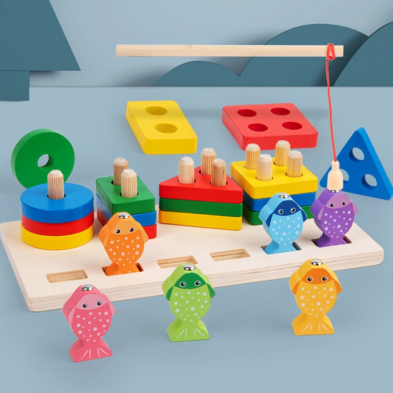 Popular Cognition Training Stacking Blocks Fishing Jigsaw Puzzle Educational Toy