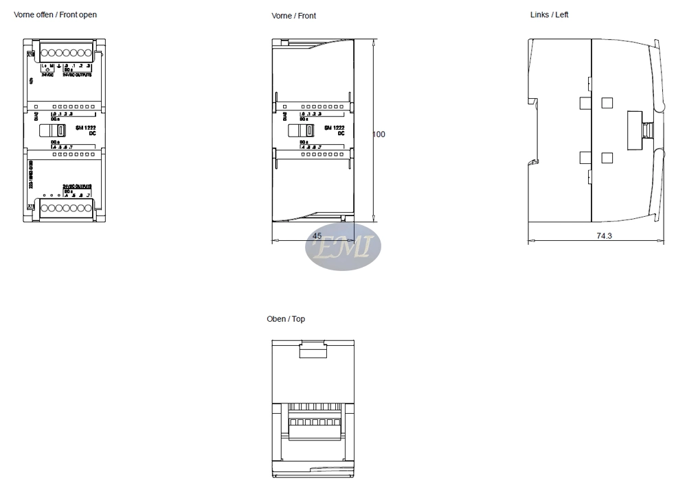 6es7222-1bf32-0xb0 Módulo de Salida Digital PLC SIMATIC S7-1200 24VCC Transistor0.5SMA verdadera