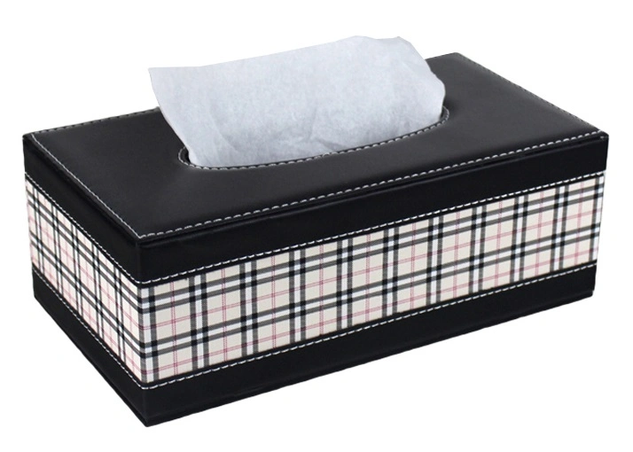 Eco-Friendly Handmade PU Faux Leather Facial Tissue Box for Hotel (PJ-001)