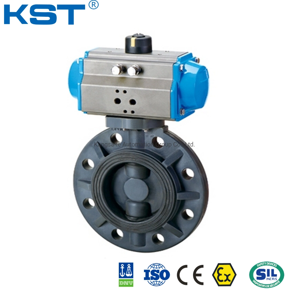Pneumatic Actuated Wafer UPVC Butterfly Valve