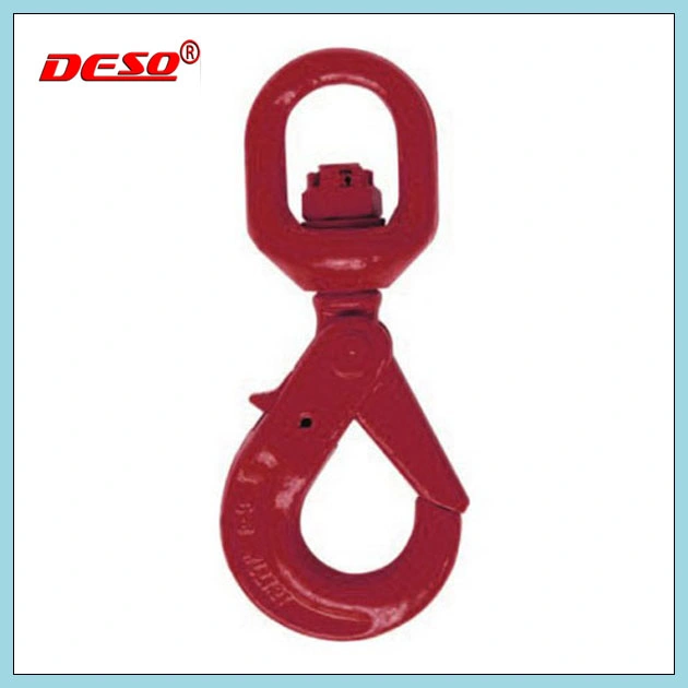 G80 Powder Coated Steel Chain Lifting Swivel Hook with Self-Locking