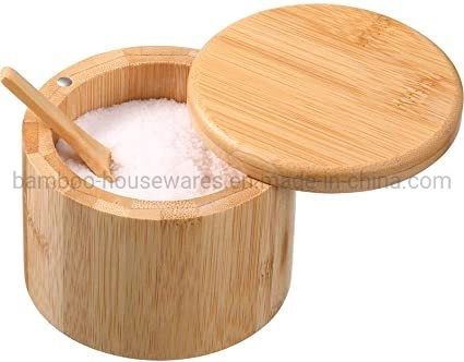 Le thé de sel sucre le stockage des boîtes de bambou avec couvercle pivotant magnétique