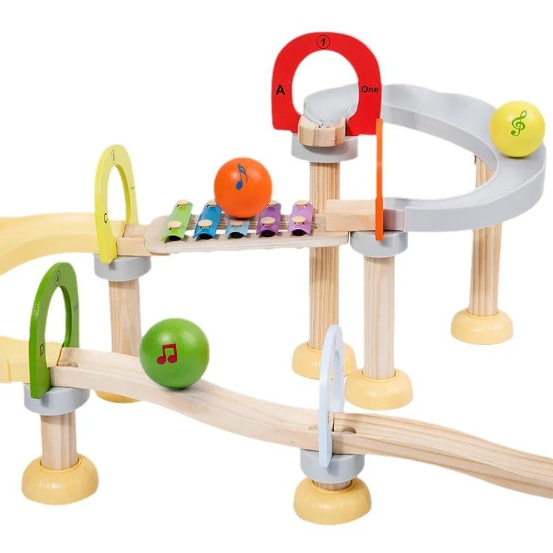 Assembled Wooden Musical Railway Track Music Ball Game Building Block