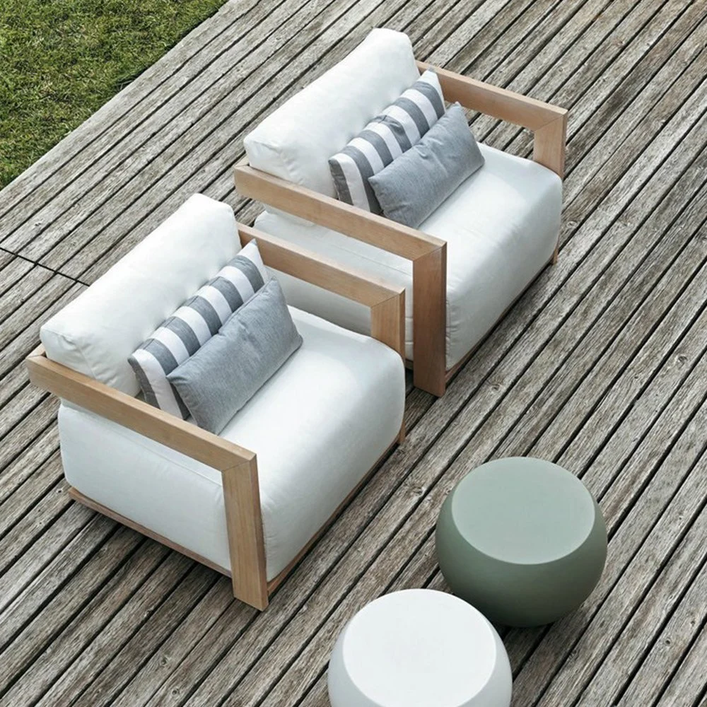 Modern Villa Furniture Outdoor L Shape Wooden Sofa Garden Patio Sectional Sofas