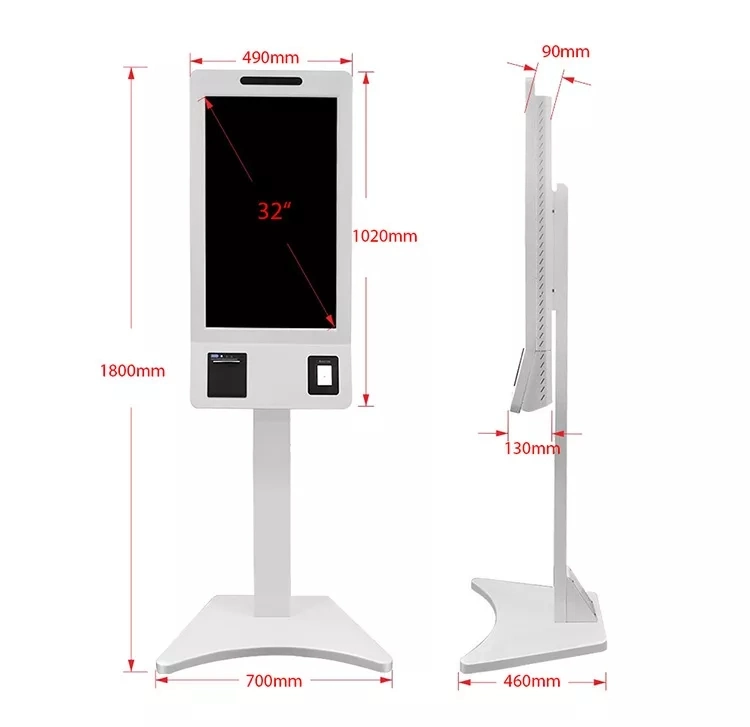 Support POS and Printer Floor Standing Ordering Payment Machine for Restaurant, Bank, Shop Mall