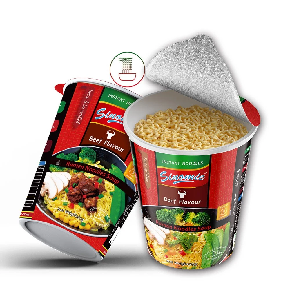 Hai Chi Jia Fabricante Halal personalizado con taza de sabor de carne Sopa instantánea Ramen Noodles