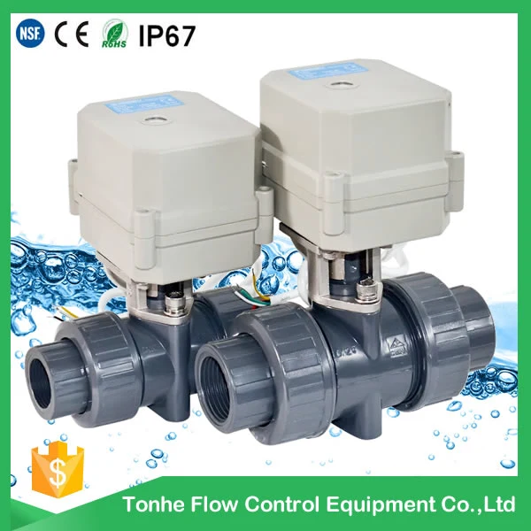 Plastic PVC Electric Motorized Ball Valves Automatic Water Drain Valve 3/4 Inch