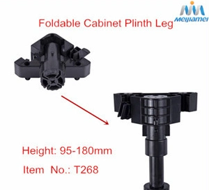 Plastic Adjustable Furniture Legs for Cabinet Units in ABS in Black