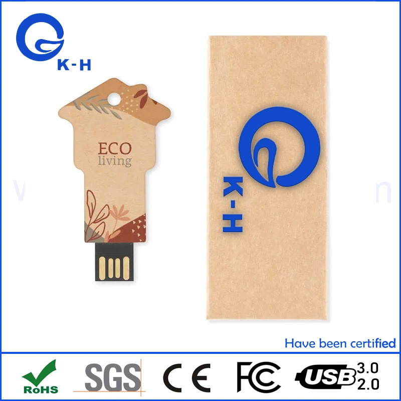 Paper Key Shape U Flash Memory Disk 16GB Degradable Cardboard Fiber