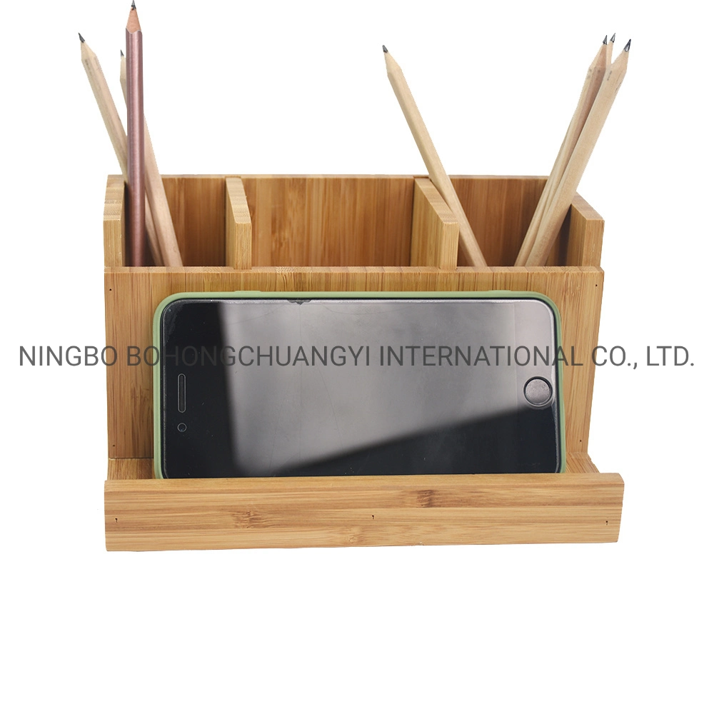 Mobile Phone and Pen Holder Office Desk Supplies Organizer Desktop Wooden Storage