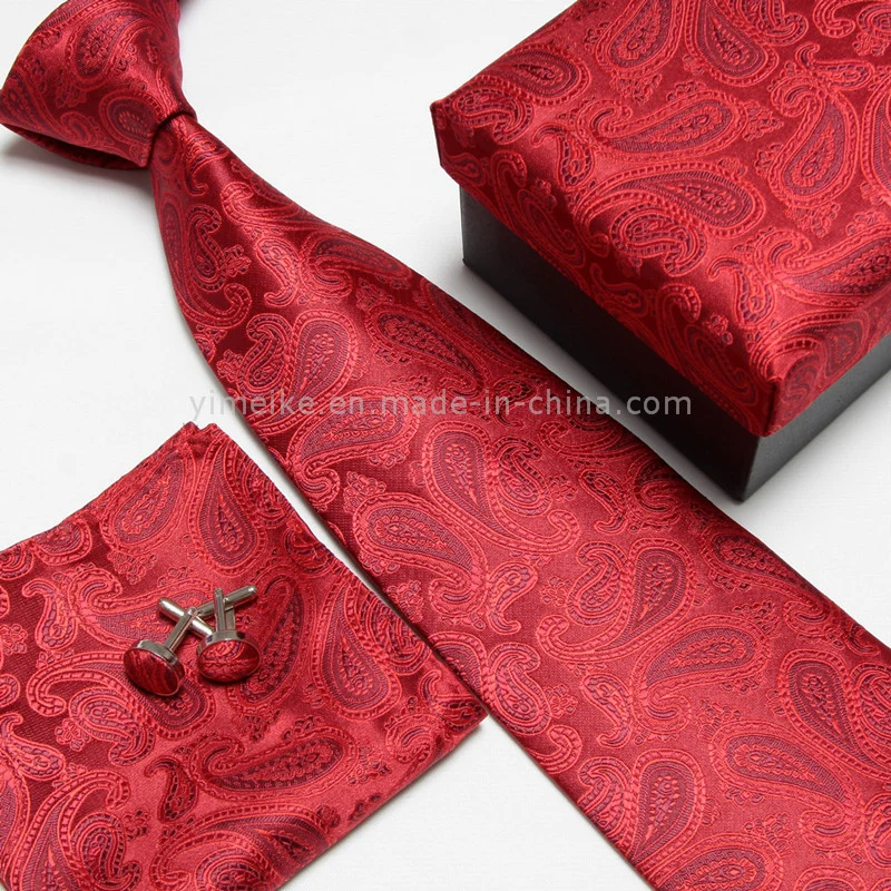 High Quality Classical Jacquard Patterns Men Tie Hanky Cufflink Necktie Set