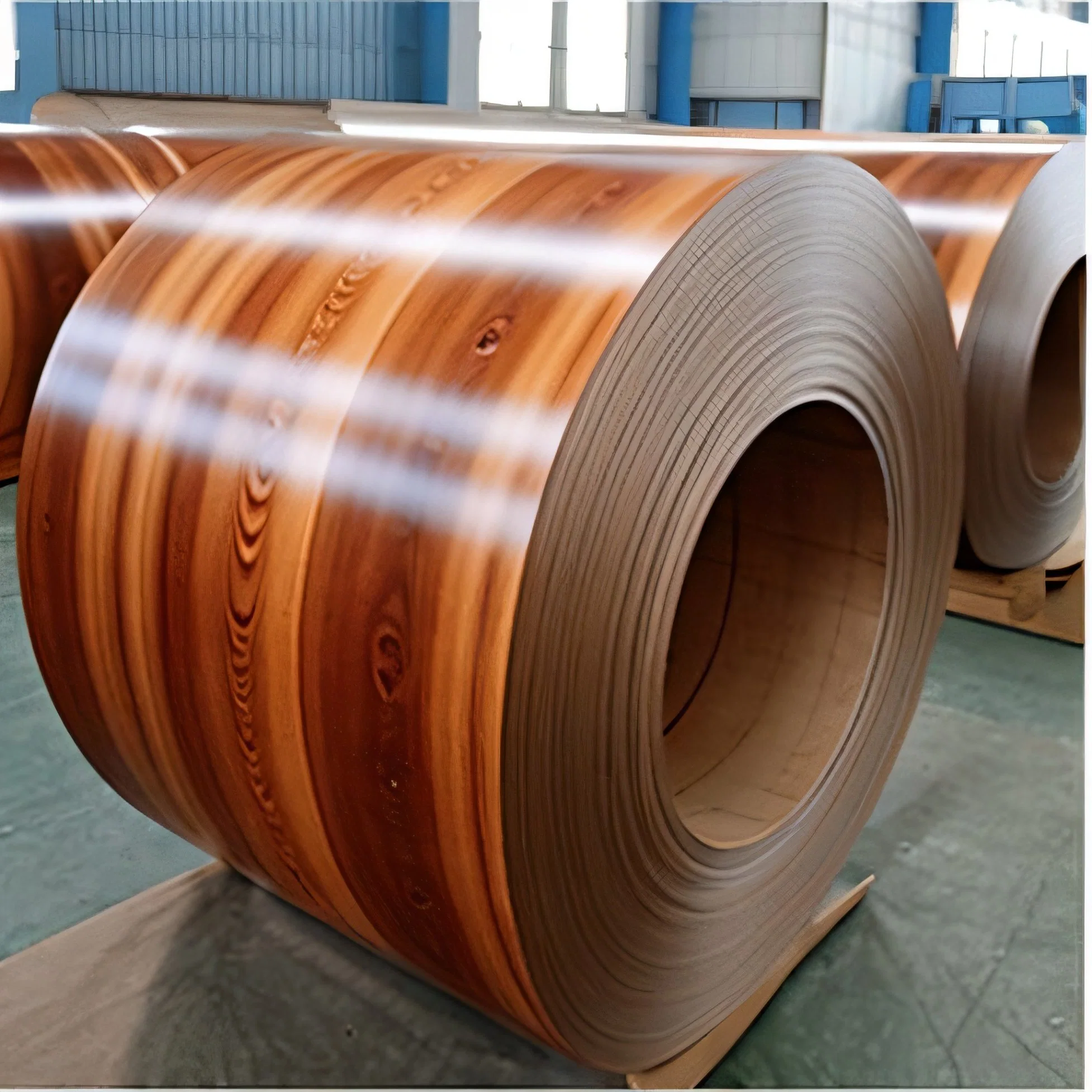 Raw Materials for Steel Doors Cost-Effective Wood Grain Printing Coated Steel Walnut Pearwood 3D Wood Grain