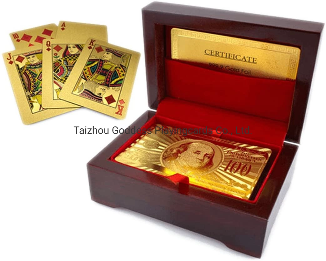 الترفيه المتين 24K الذهب بلانت لعبة البوكر 54 لعب البطاقات كما يتم توفير علبة خشبية للكازينو وحفلة عائلية