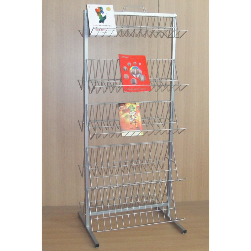 Floor Standing 64 Pockets Wire Holder Universal Greeting Card Spinning Rack Display (pH2313D)