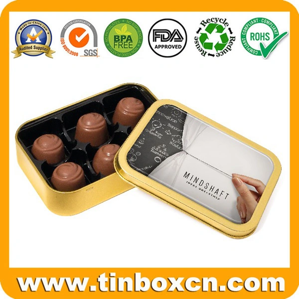 Empty Custom Rectangular Metal Chocolate Tin Can for Food Packaging Box