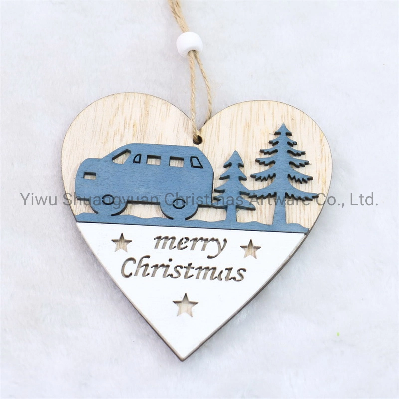 Christmas Wooden Round Decor for Holiday Wedding Party Decoration Supplies Hook Ornament Craft Gifts