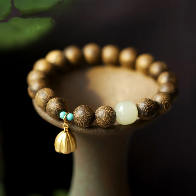 Natural Agarwood Bracelet with Lotus Seed and Agarwood Beads