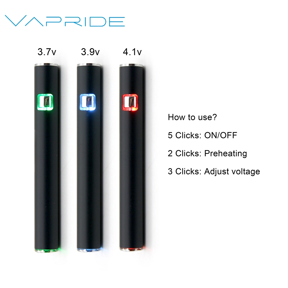 Vapride 510 Pen Battery Square Button Wholesale/Supplier Preheat Vape Pen Battery