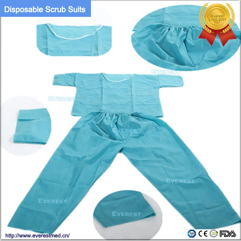 Disposable V-Neck Scrub Shirt Blue