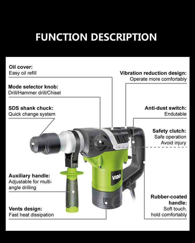 VIDO 1250W 32mm Rotary Hammer