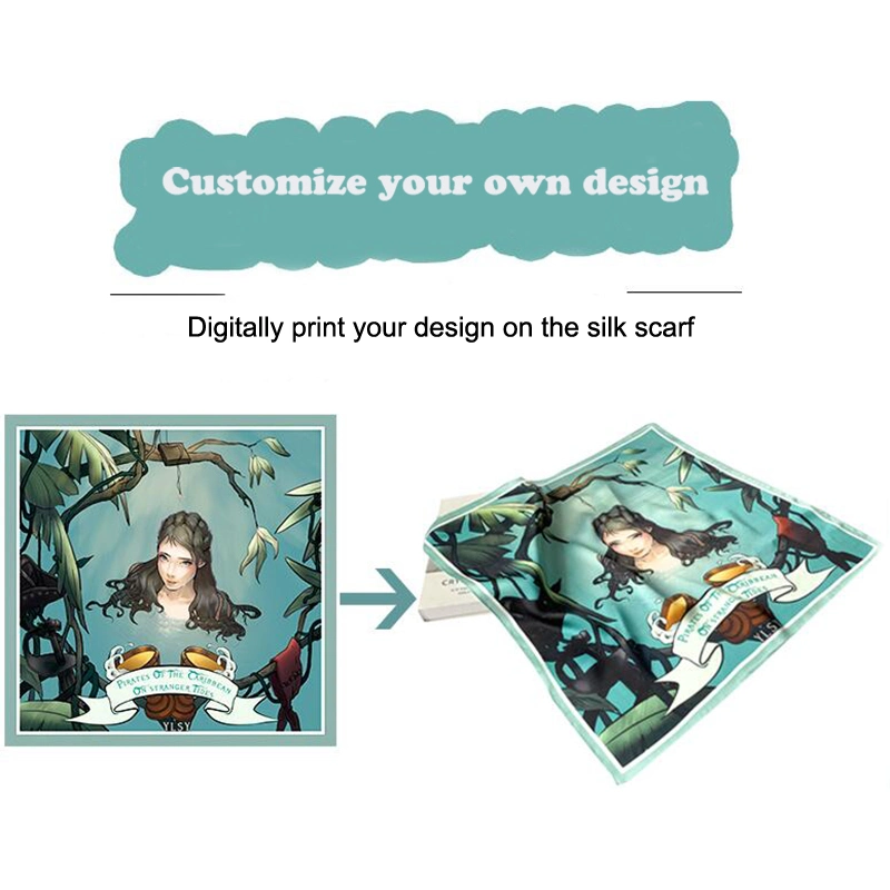 Custom Digital Printing Square Silk Scarves 100% Silk