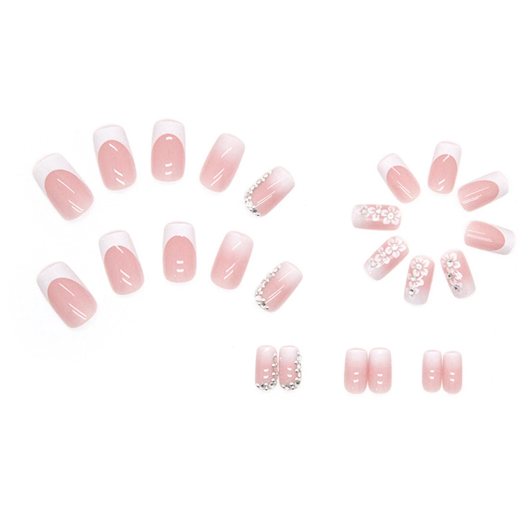 Show White Romantic Simple French Wear Nail Pile Drill Nail Pieces European and American Ins Wind Fake Nails