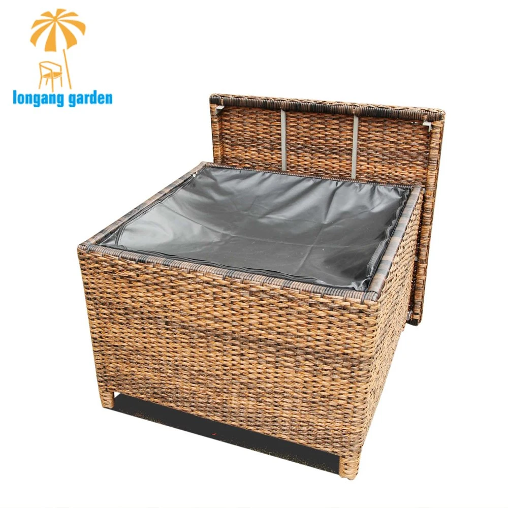 Garden Rattan Wicker Deck Box Cushion Outdoor Storage Waterproof Box for Home and Living Room Outdoor Furniture