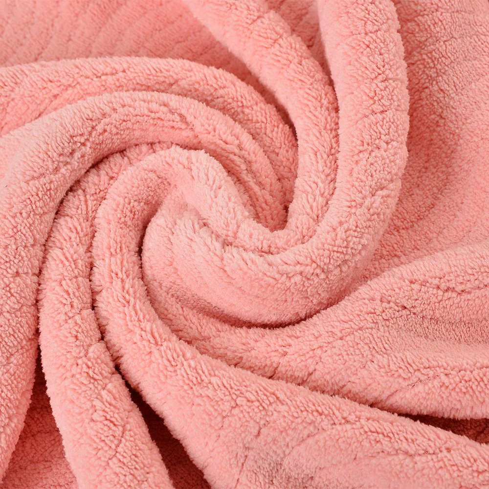 Home Textile Coral Velvet Fabric Ripple Pattern Microfiber Hand Bath Face Towel with Different Color