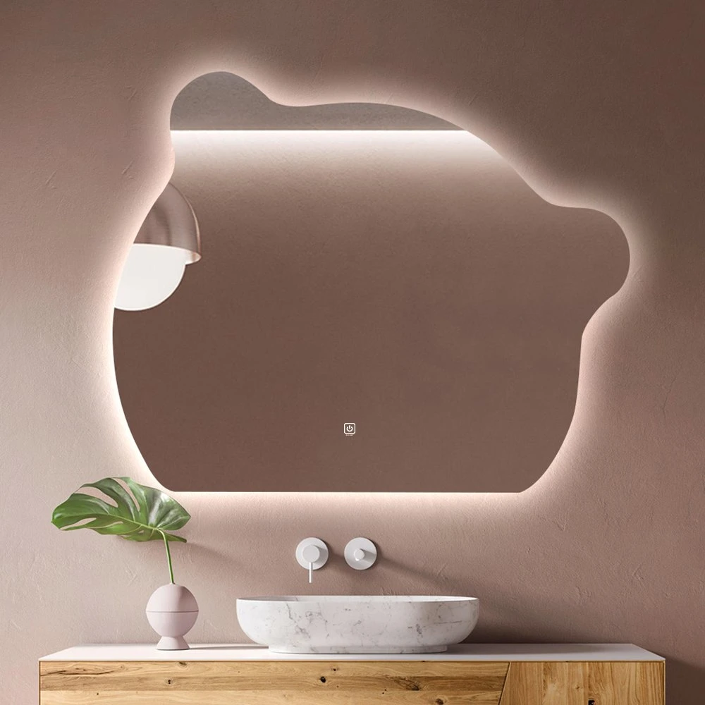 Miroir mural rétroéclairé à LED Décoration intérieure Miroirs modernes Salle de bains Forme d'amour Ours
