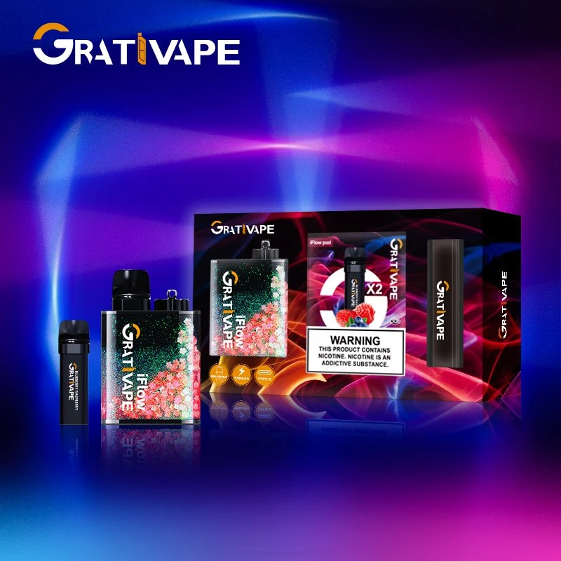 Advanced Grativape Iflow 1000 Puffs Pre-Filled Pod System Quicksandy Cartridge-Based Rechargeable 3ml All Nicotine Vape