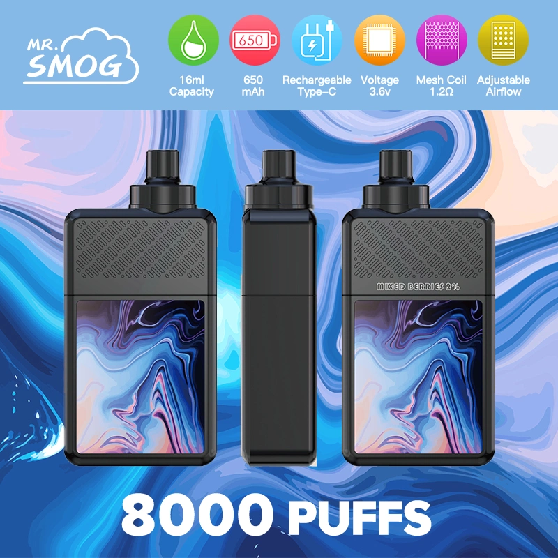 OEM Pod Vape MR Smog 8000 Puff E Prix de la cigarette Lanabar de l'antenne à maillage de vapeur MOD