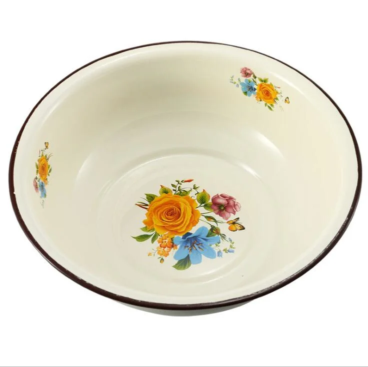 Hot Sale Enamel Coating Wash Basin with Flower for Kitchenware and Cookware