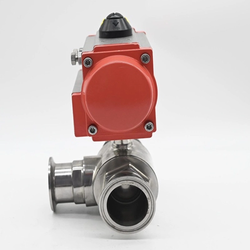 Sanitary Stainless Steel 304/316 Rotary Pneumatic 3 Way Ball Valve