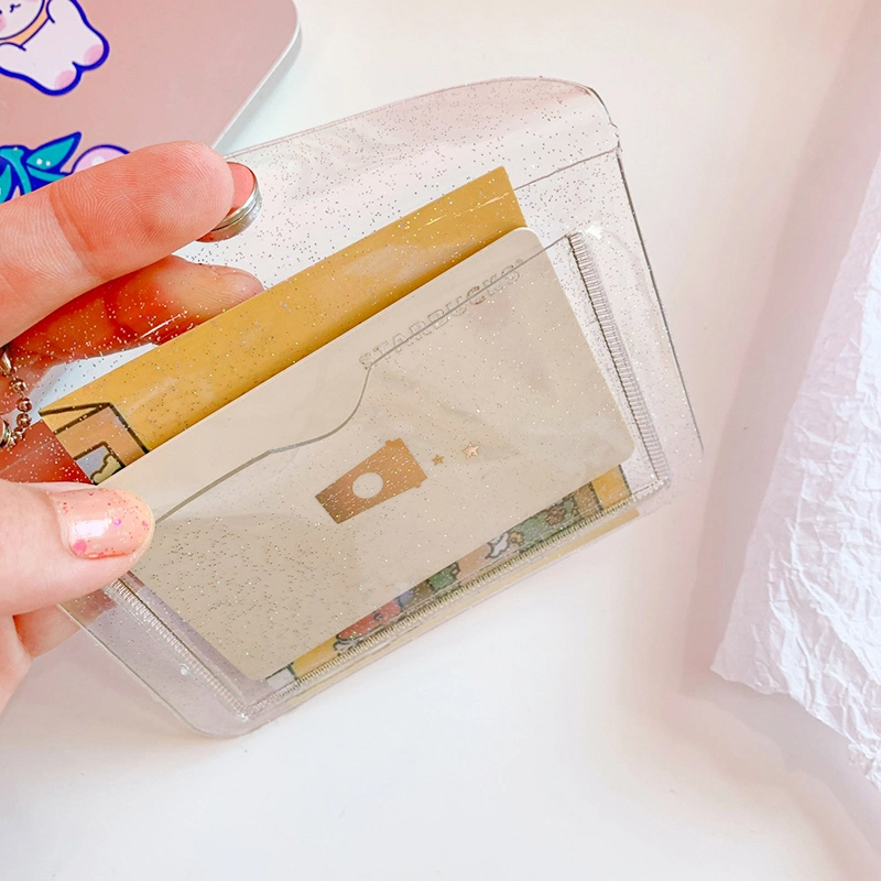 Women&prime; S Credit Card Holder Wallet Fashion Transparent Waterproof PVC Business ID Card Mini Coin Bag