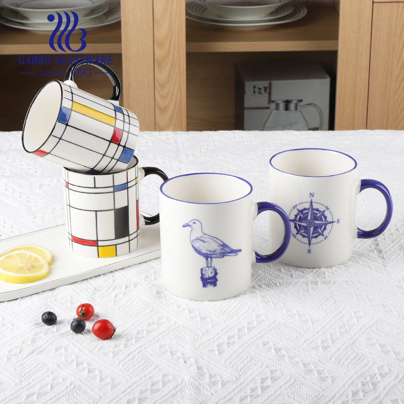 Newly Released Glazed Ceramic Mugs Promotional Porcelain Tea Mug Fashion Style Porcelain Water Cup with Handle Coffee Mugs China Bone Mug