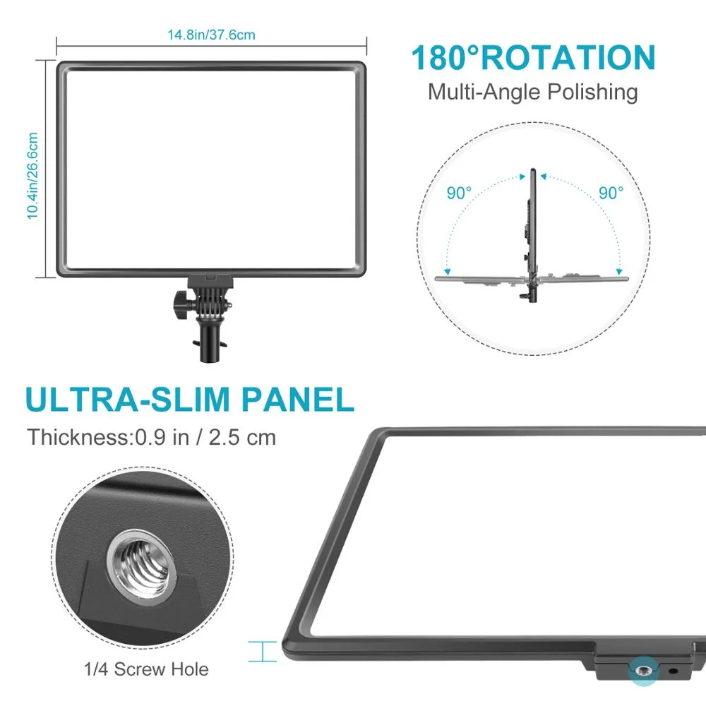 Neewer Ultra-Slim LED Video Light, 40W 3200K-5600K CRI95+ Dimmable Bi-Color LED Soft Light Panel with LCD Display for Game Live