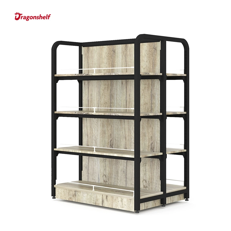 Manufacturer Metal Wooden Style Gondola Shelving Display Stand Shelves